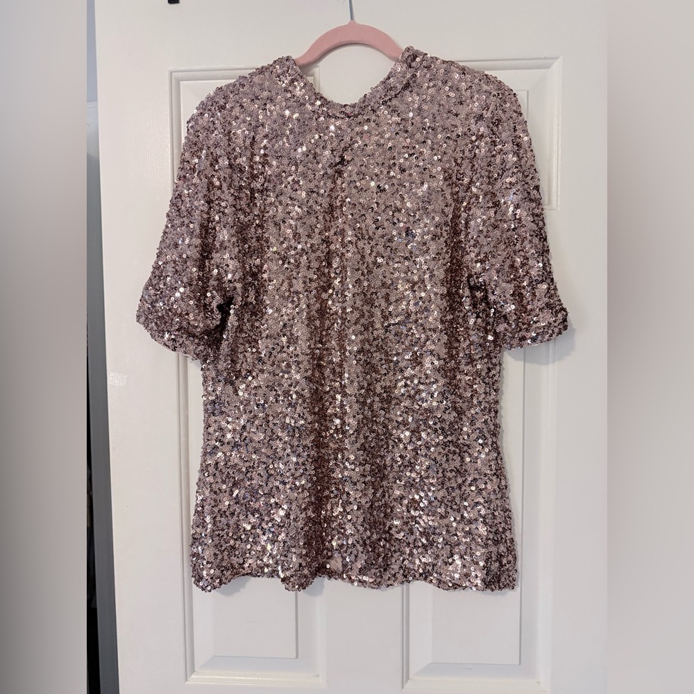 Boston Proper Sequin Blouse in Bronze - Picture 3 of 9